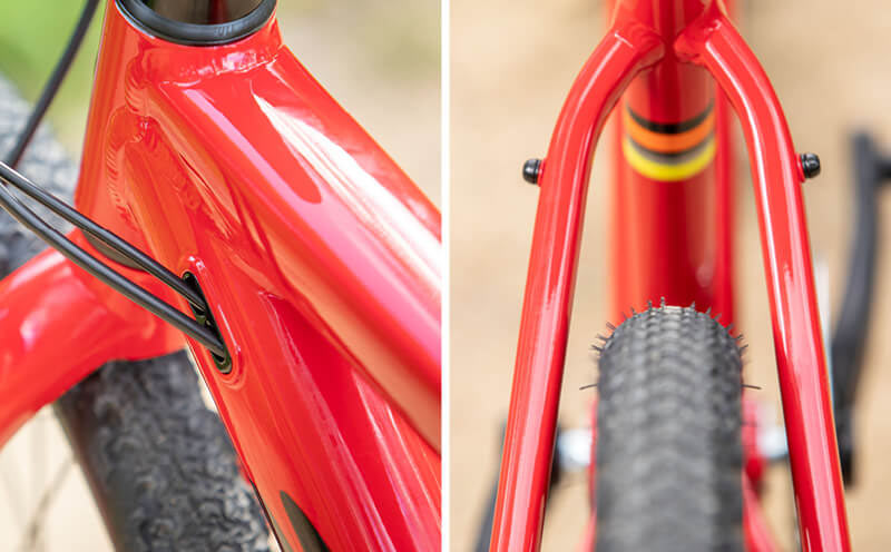 salsa journeyman 24 kids gravel bike frame closeup and tech details