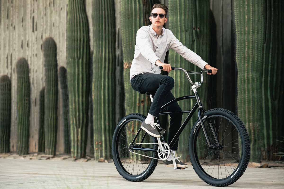 State Bicycle Co. Klunker, rider cruising