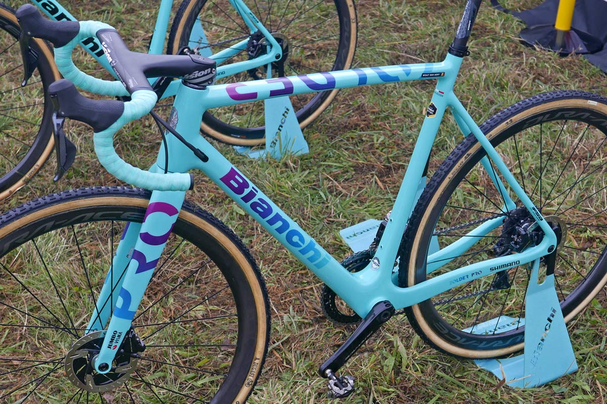 CX Pro Bike Check: Bianchi Zolder Pro carbon cyclocross bike, Wout van Aert at UCI Cyclo-Cross World Cup Tabor, bike detail