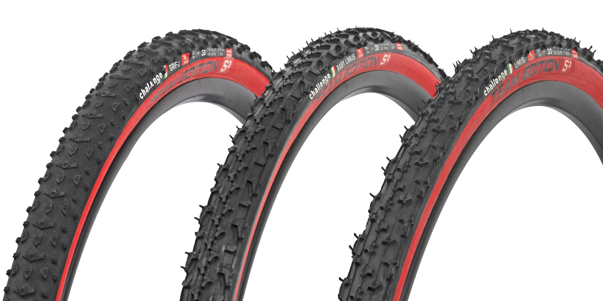 Challenge Pro-only Team Edition Red limited cyclocross tubulars, Grifo, Baby Limus, Limus