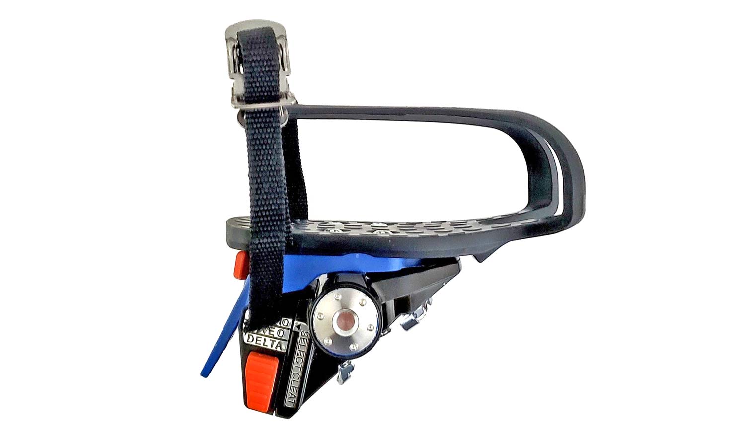 Fit5 universal Indoor Cycle Pedals; Look Delta or Keo, Shimano SPD-SL or SPD, toe-clip compatibility, side with toe-clips