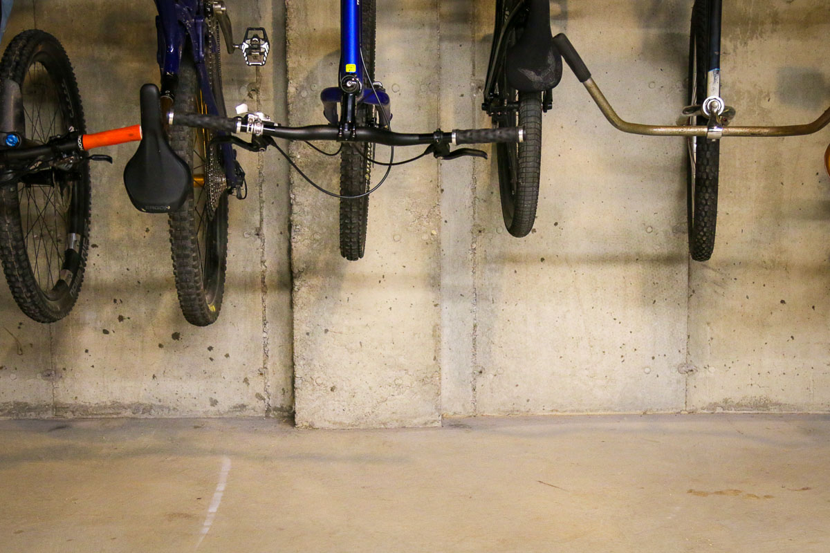 wheel base considerations with bicycle storage hooks