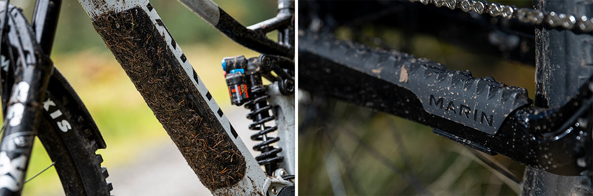 2021 marin alpine trail e-mtb downtube battery protector chainstay protection chain slap guard