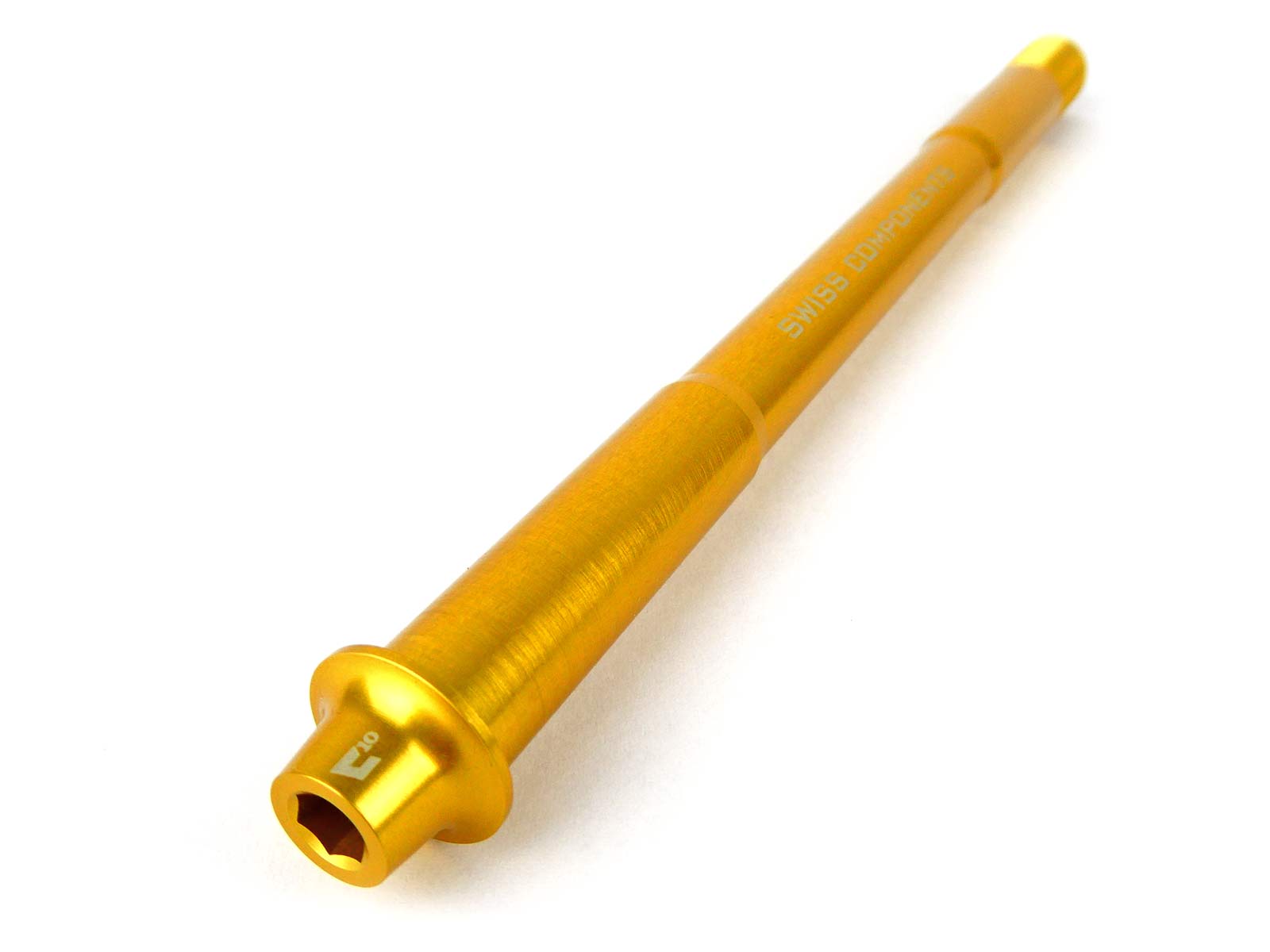 Phenum C10 axles lightweight alloy MTB thru-axles, head end detail