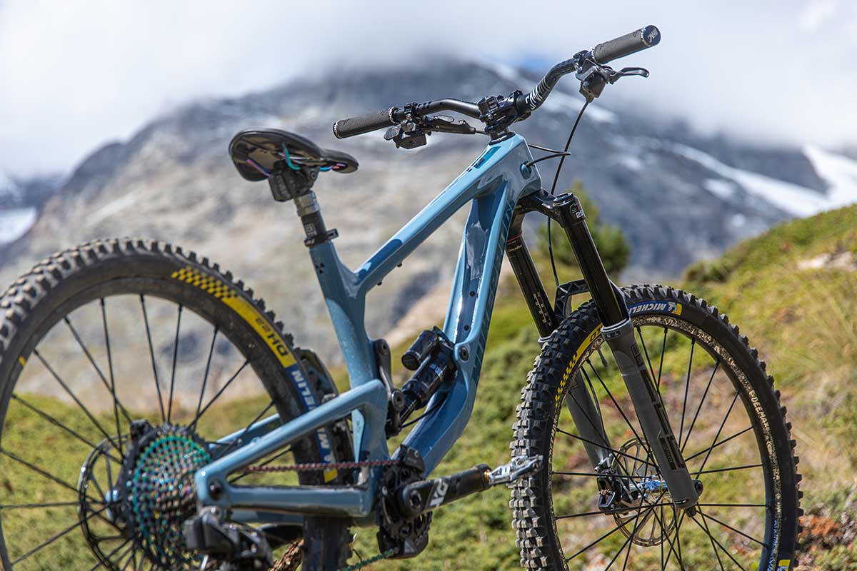 nukeproof giga 180mm travel super enduro bike blue