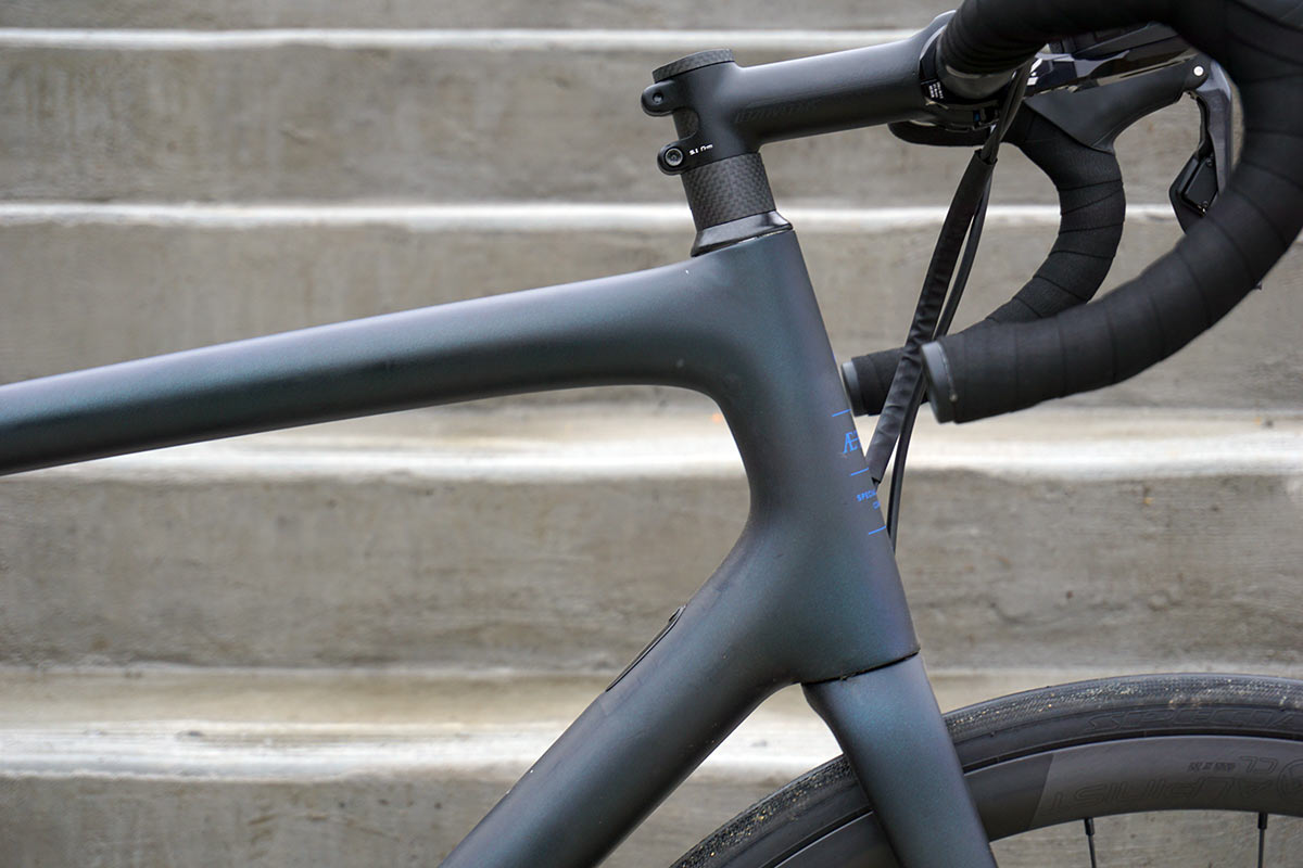 specialized aethos pro ultregra di2 road bike closeup frame details