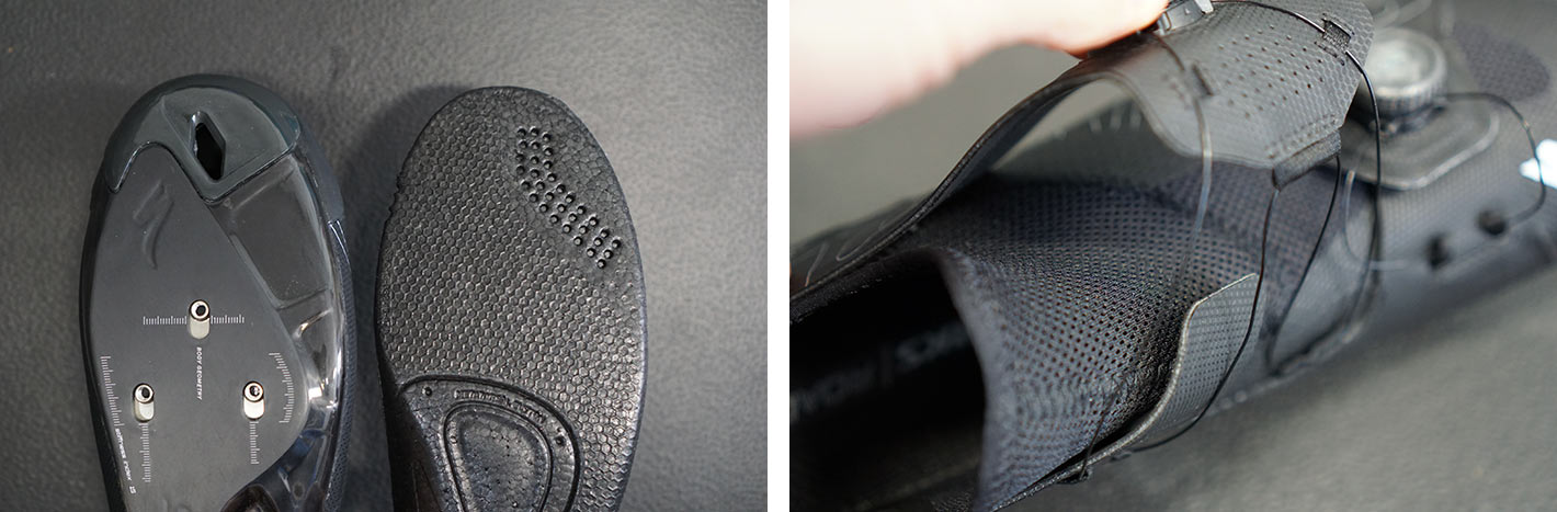 closeup details of specialized s-works ares road cycling shoes