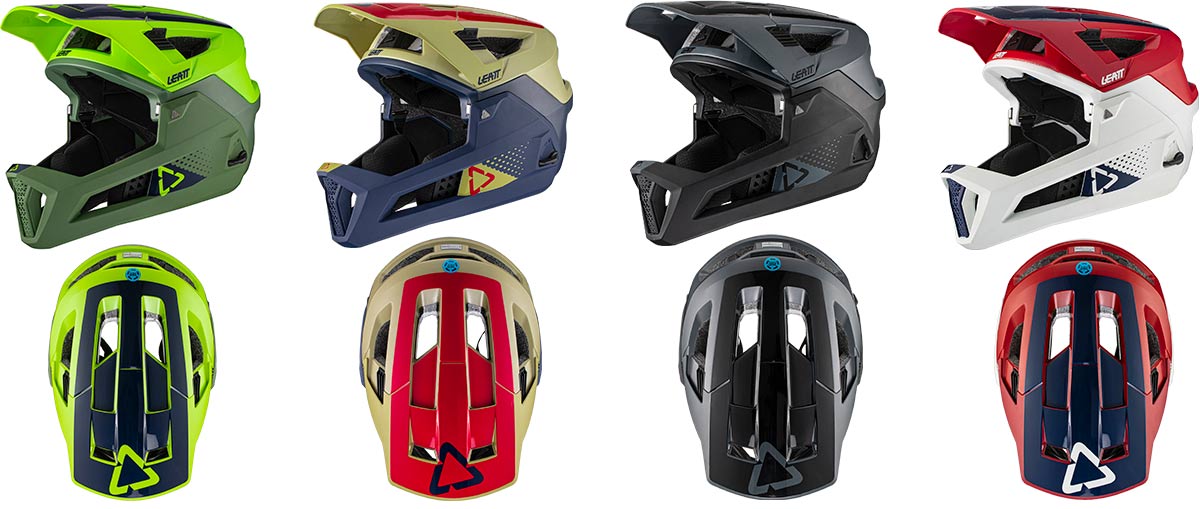 twenty21 leatt 4.0 enduro helmet convertibe full face removable chinbar four colorway options chilli black cactus sand