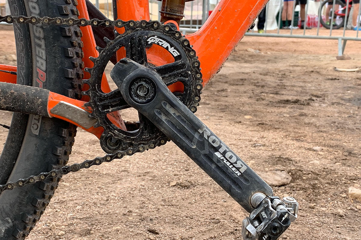 Rotor 2InPower mountain bike power meter fits inside the spindle