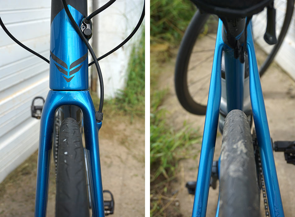 tire clearance shown on felt vr advanced road bike