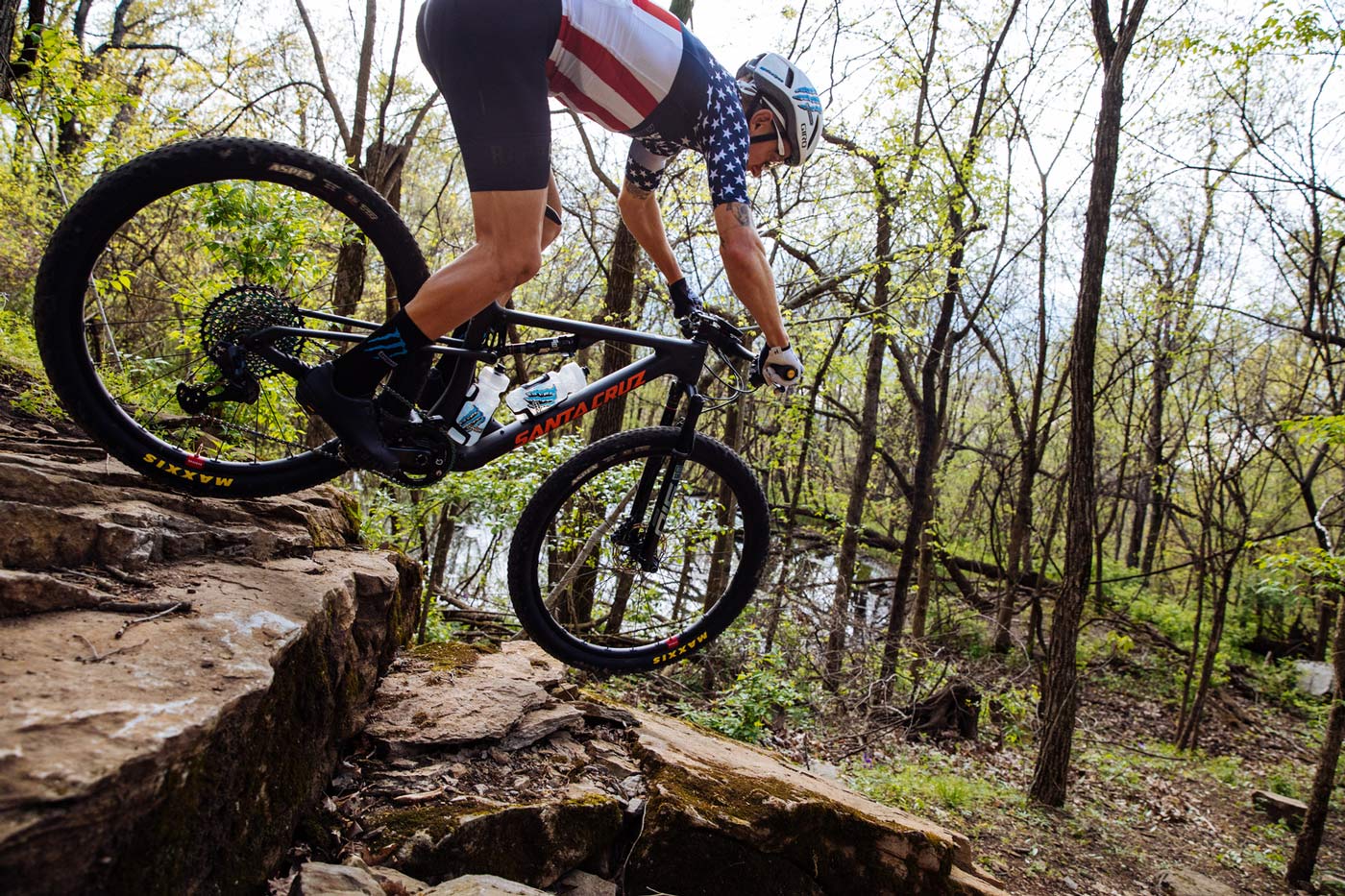 2022 santa cruz blur mountain bike racing action photo