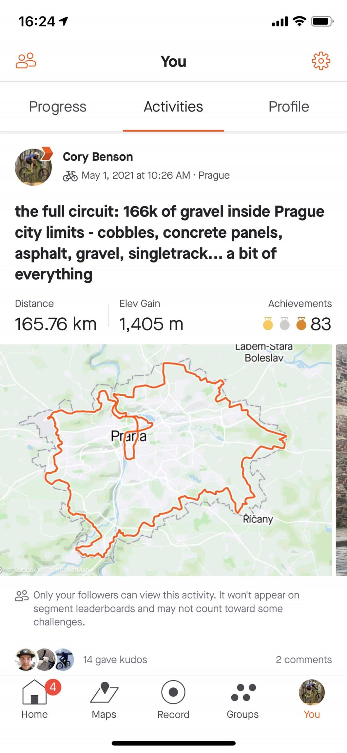 Strava Screenshot Cory's You page