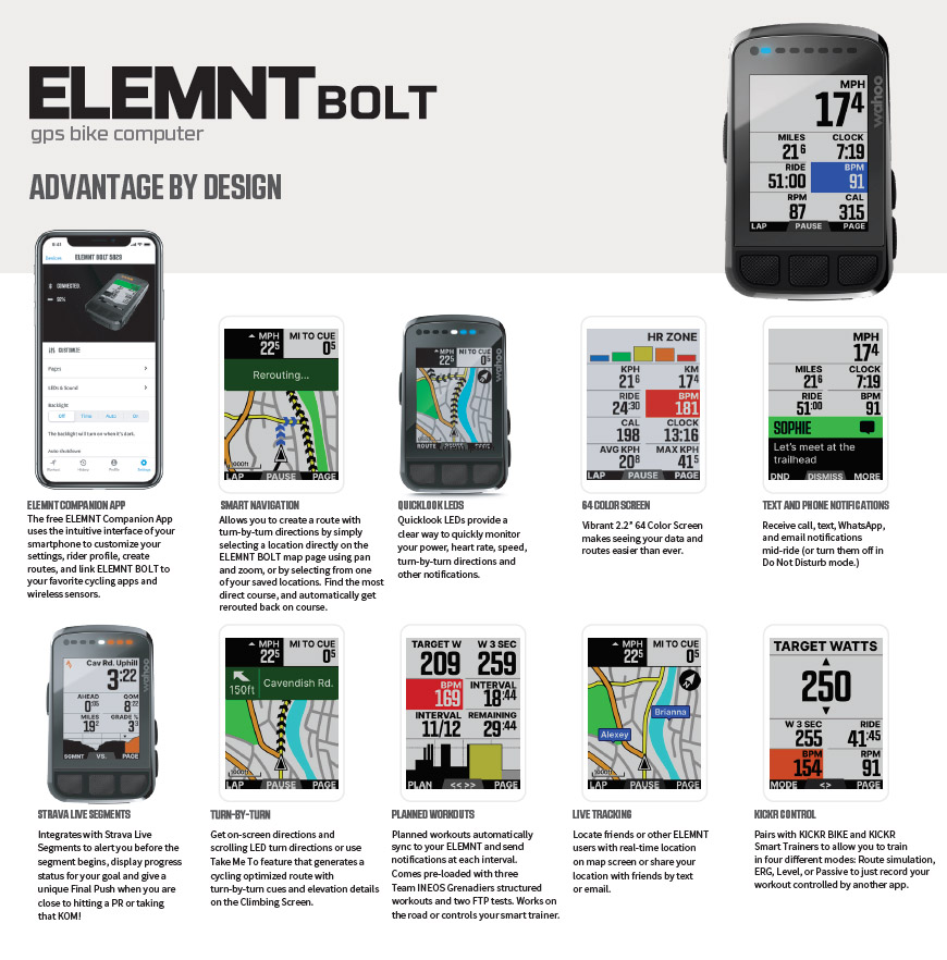 Wahoo ELEMNT BOLT GPS with color screen