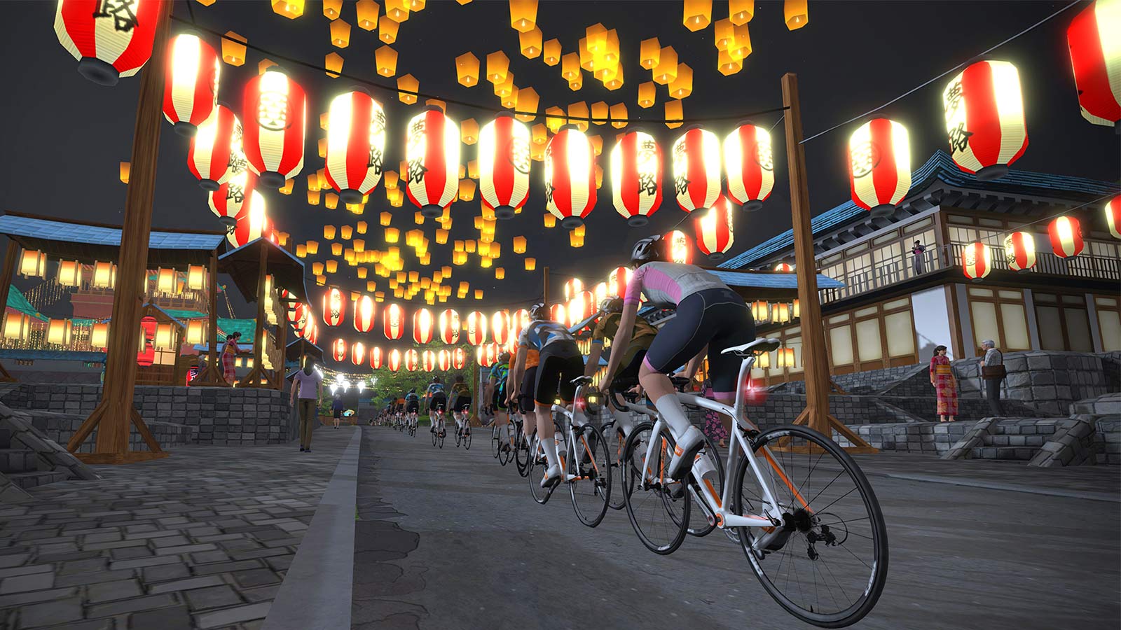 Zwift new Japanese-inspired Makuri Islands virtual fantasy world, indoor training on Yumezi map on road