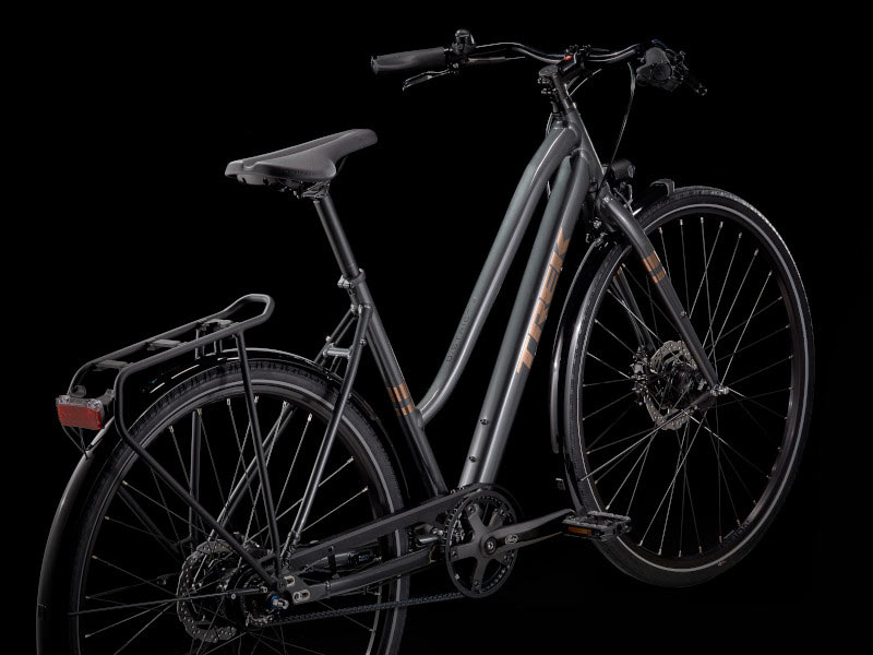 trek district step through commuter bike with belt drive