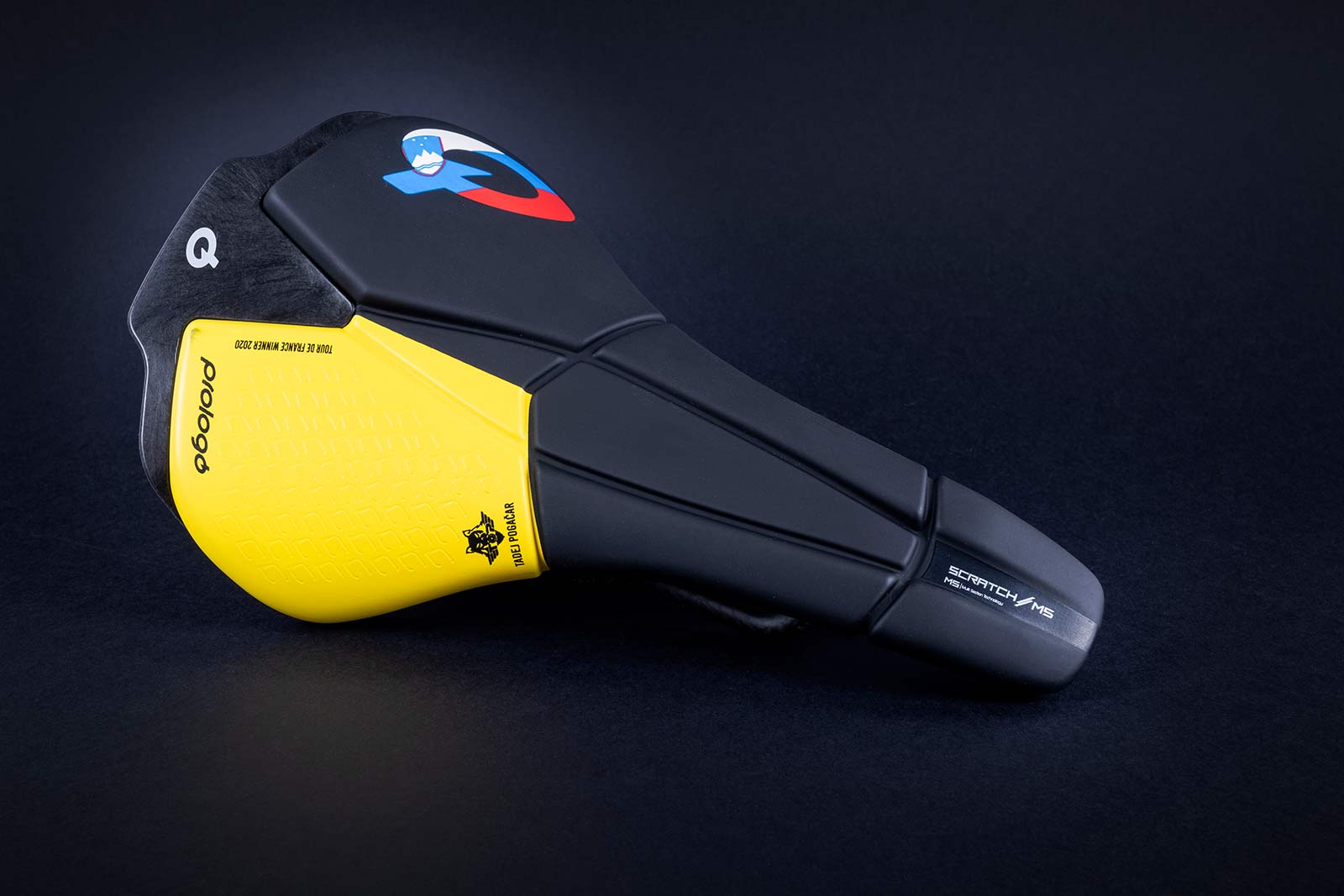 limited edition prologo scratch m5 road bike saddle signed by tour de france winner tadej pogacar