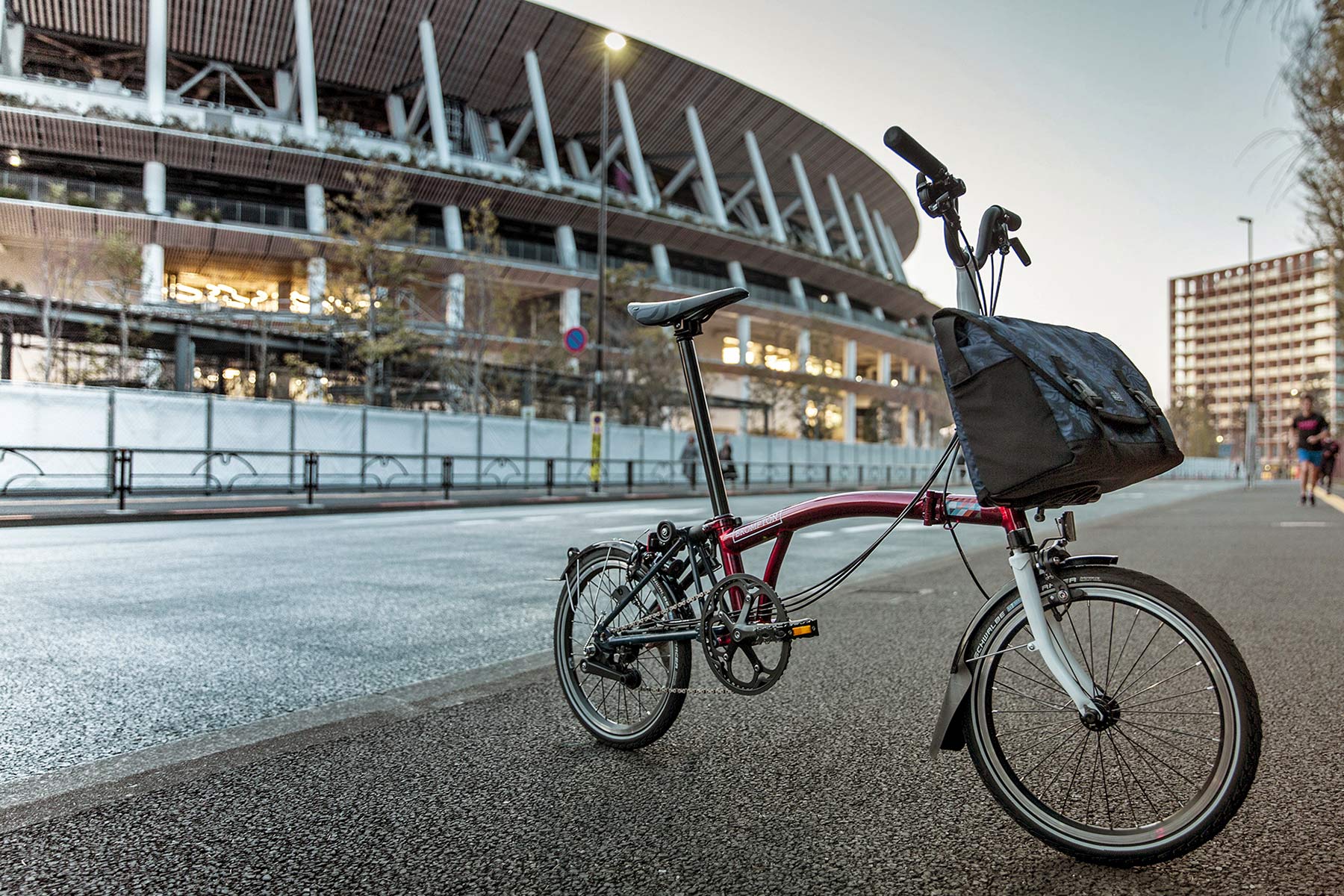 Brompton x Team GB folding bike, Tokyo 2020 Olympic limited edition, Brooks C17 Cambium all-weather saddle, stadium