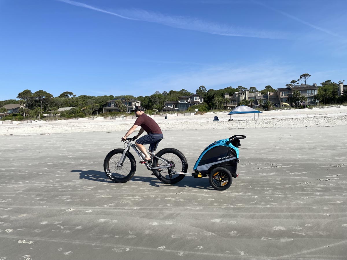 Burley child trailer on fat bike
