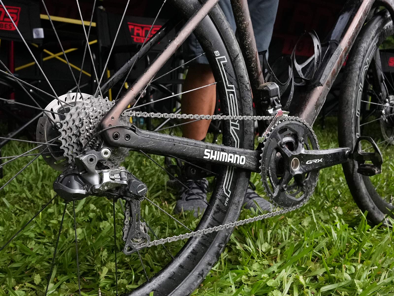 drivetrain details of CLIF Pro Team gravel race bike for russell finsterwald