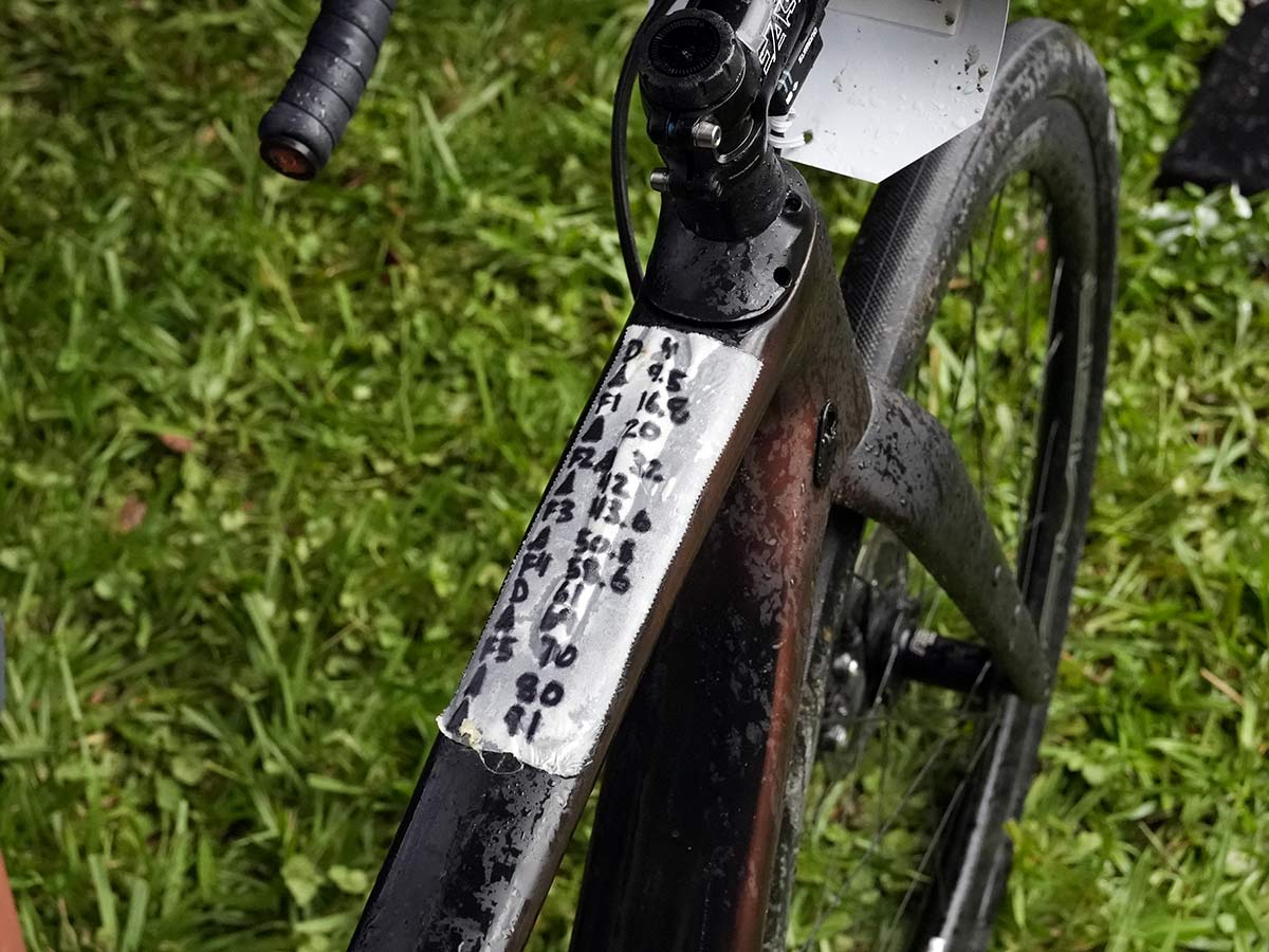 closeup details of CLIF Pro Team gravel race bike for russell finsterwald