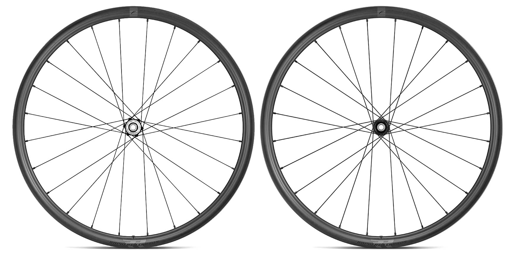 Fulcrum Rapid Red Carbon lightweight asymmetric tubeless gravel bike wheels, pair