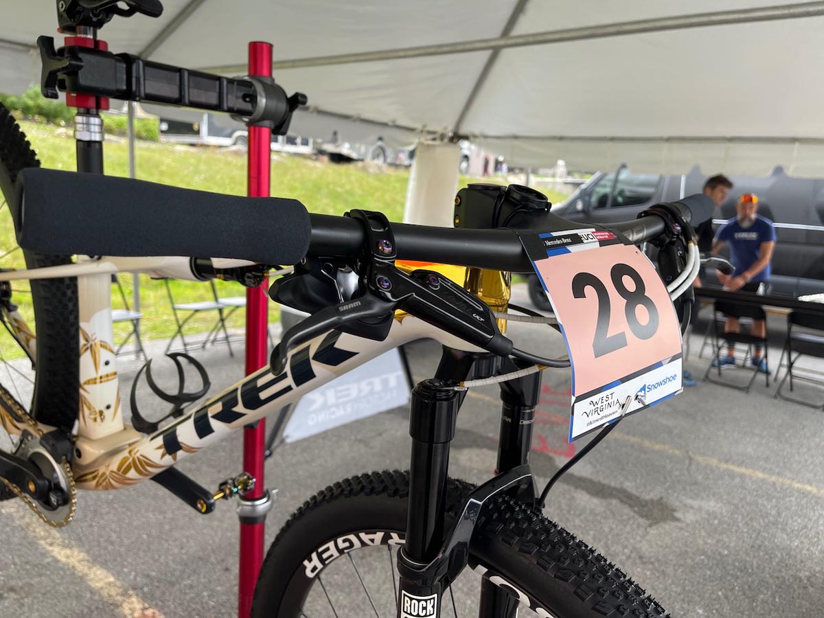 Jolanda Neff's Olympic Custom Painted Trek Supercaliber brakeset