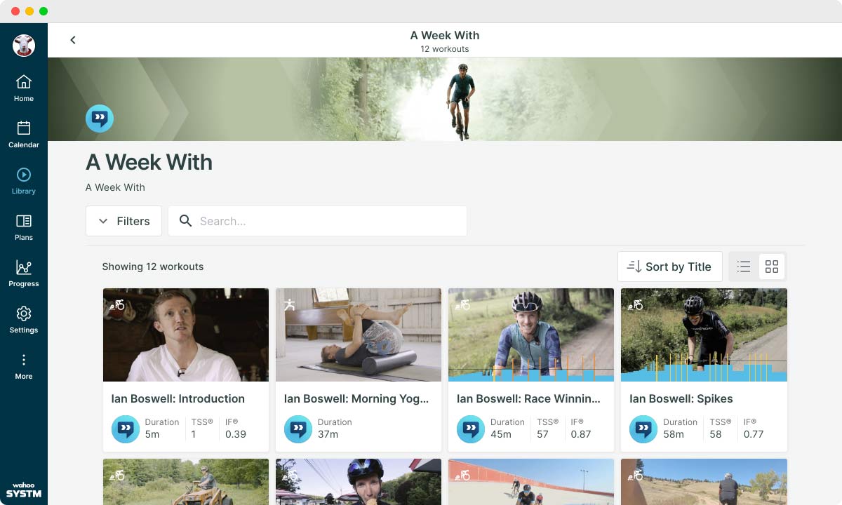 Wahoo Systm cycling structured training app based on The Sufferfest, A week With Ian Boswell