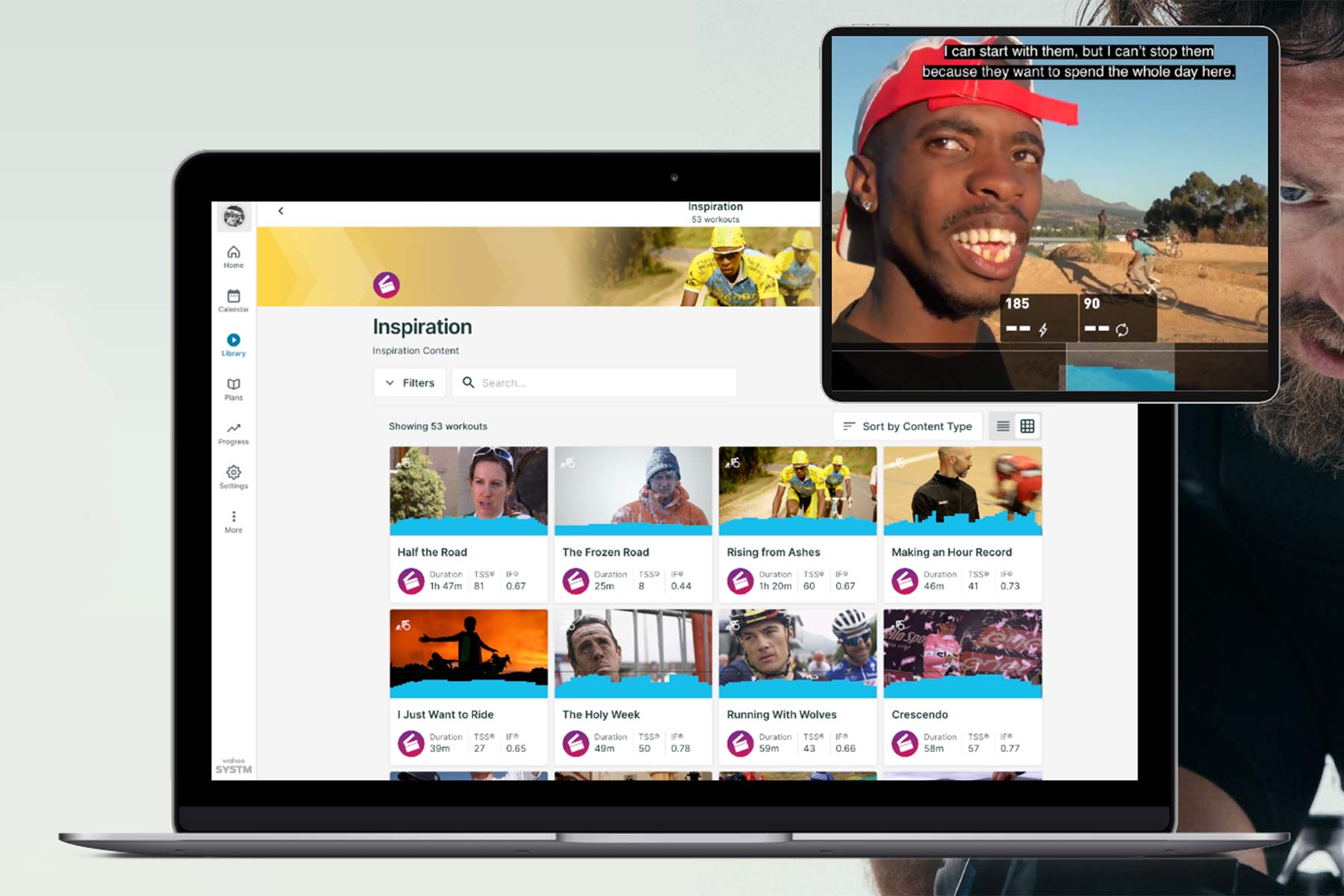 Wahoo Systm cycling structured training app, based on The Sufferfest, motivation