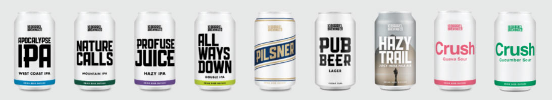 10 Barrel Brewing beers lined up in a row