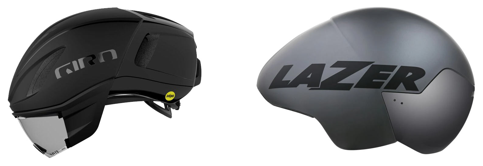 examples of aero road bike helmets and triathlon time trial bike helmets