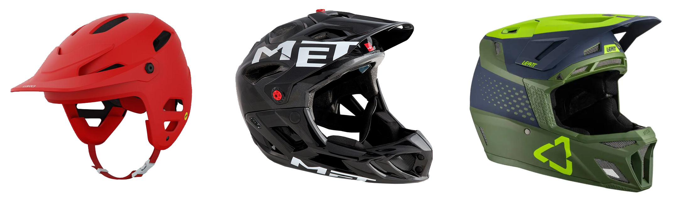 example of mountain bike helmets for enduro and downhill MTB riding