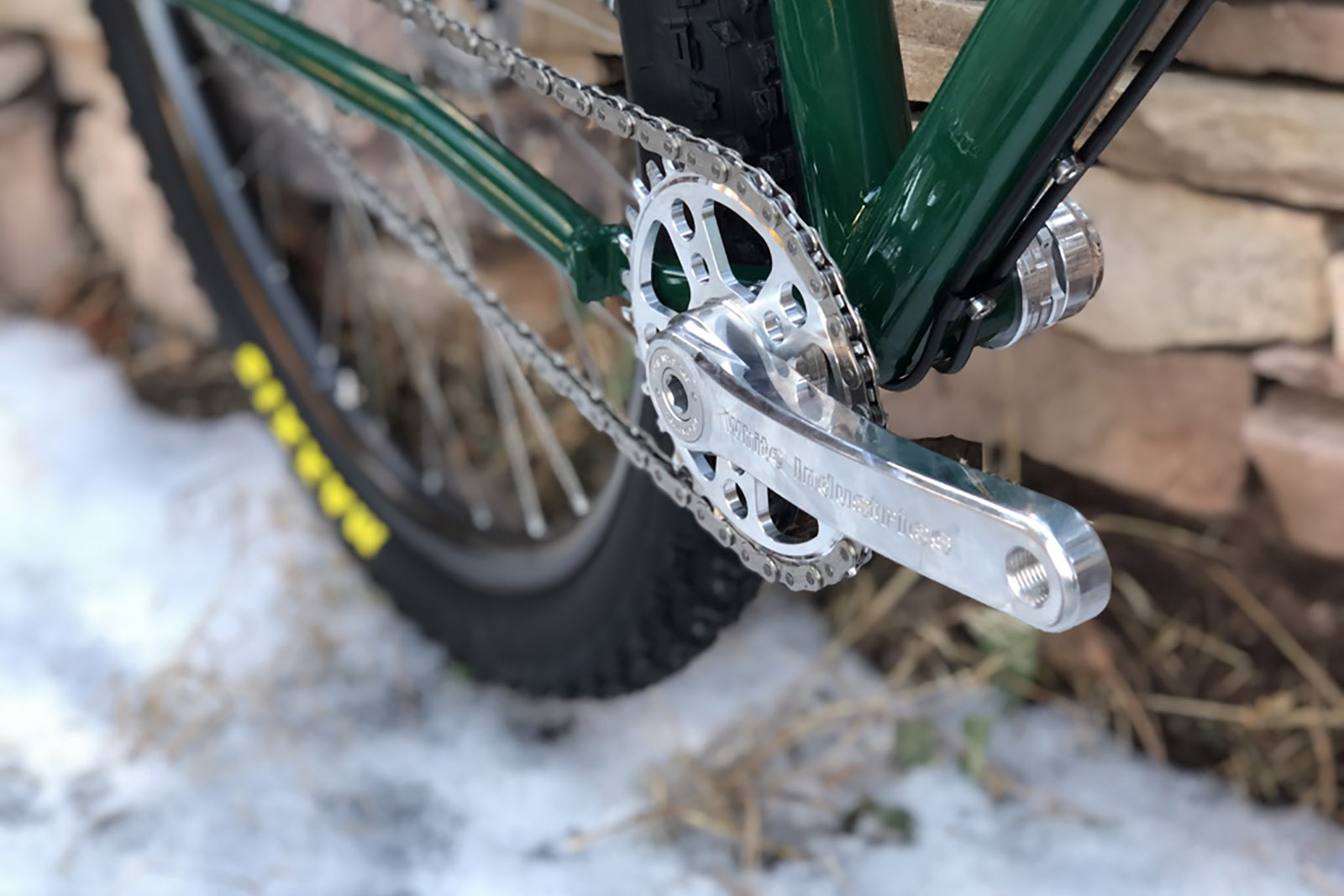 an olivetti frame showcasing part of the crankset