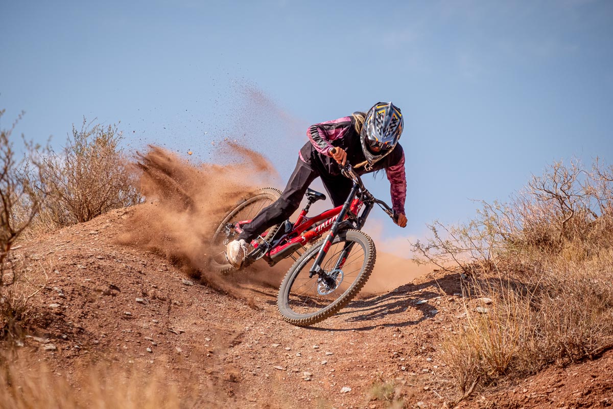 berm blasting in Utah on DH bike