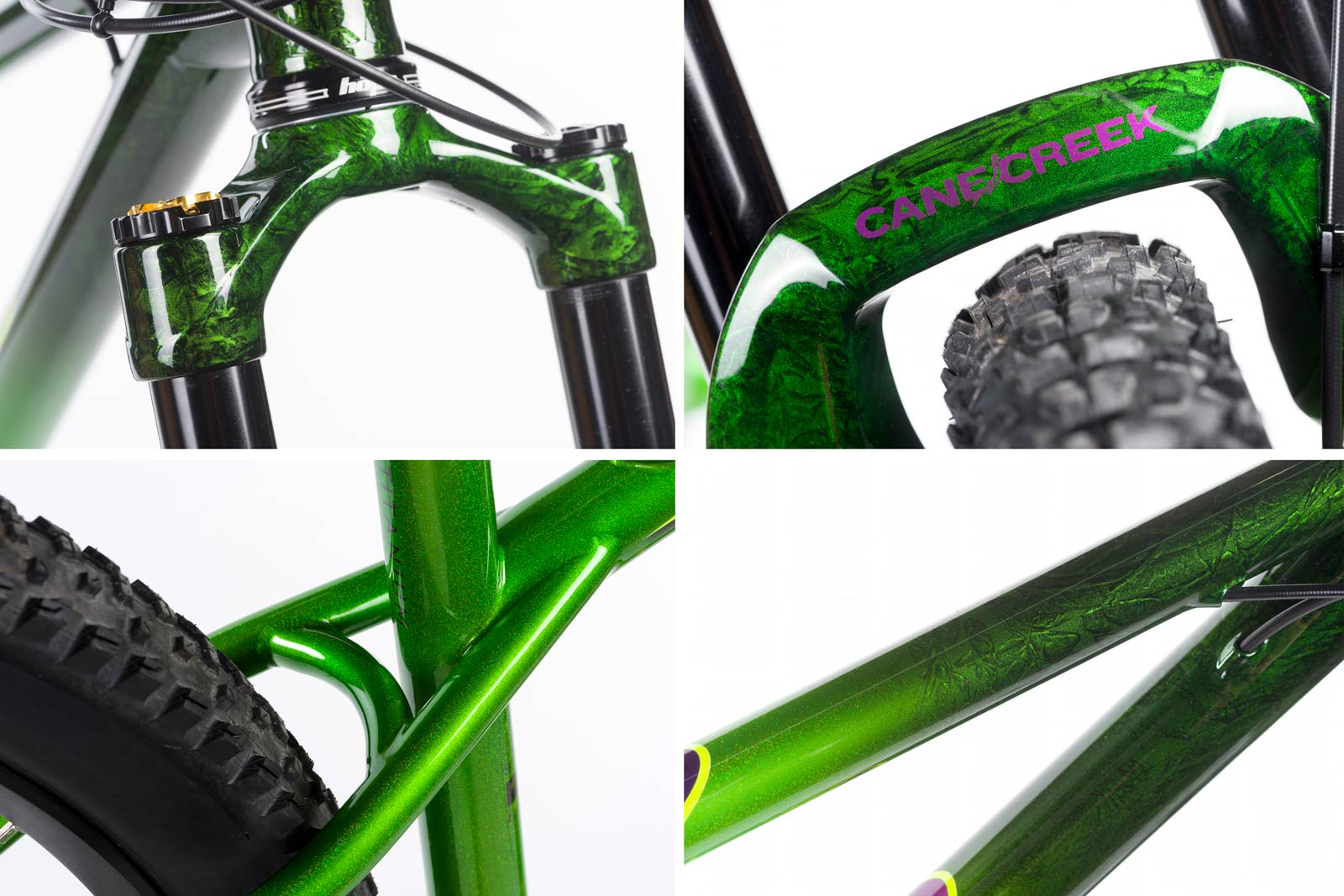enigma eolus ti hardtail mtb frame details green paint