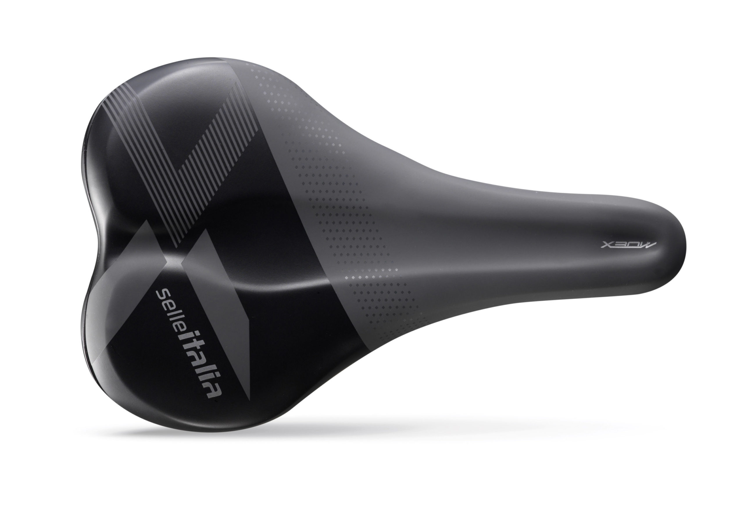 Selle Italia's X-Bow Fec Alloy saddle detail photo, top view.
