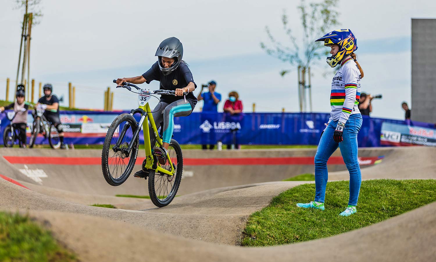 Khothalang Leuta is The Fastest Girl in the Village pump track, photo by Dan Griffiths RedBull, Lisbon training with Payton Ridenour