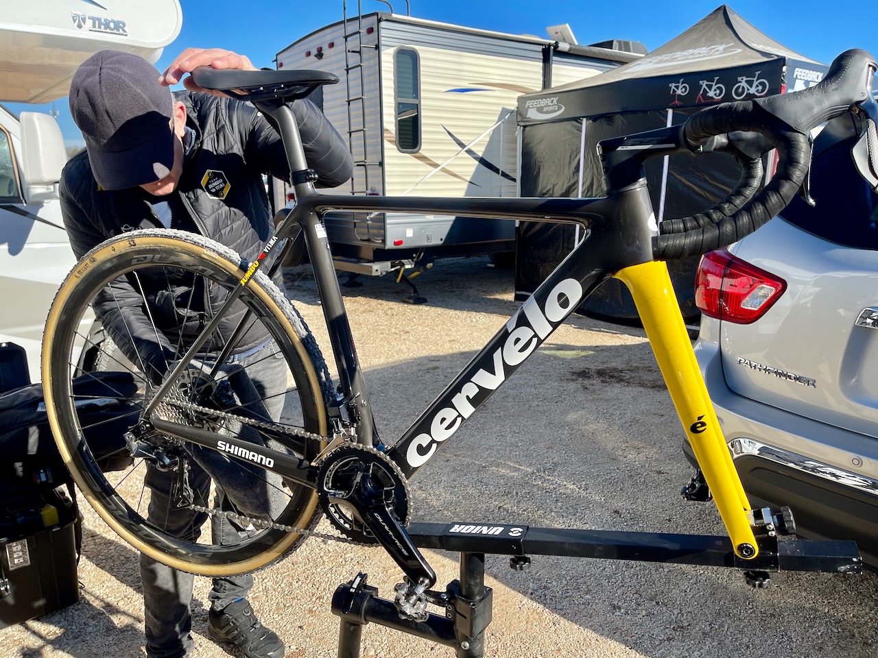 Marianne Vos CX bike in the stand