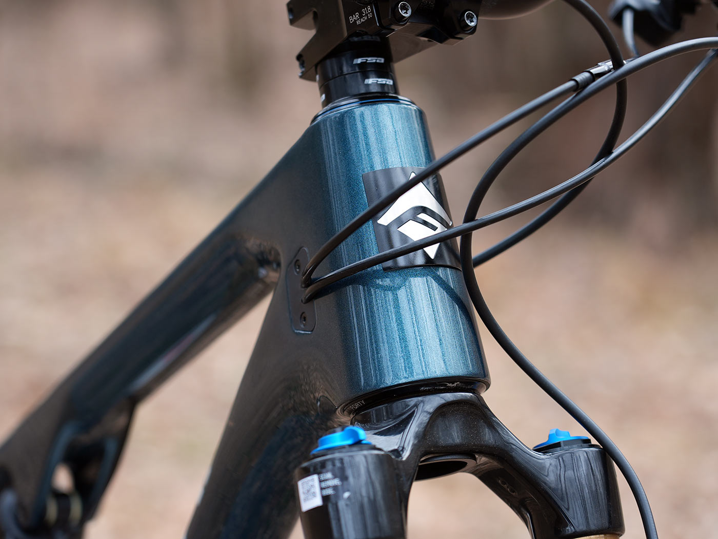 closeup details of fezzari signal peak 2 xc trail mountain bike head tube