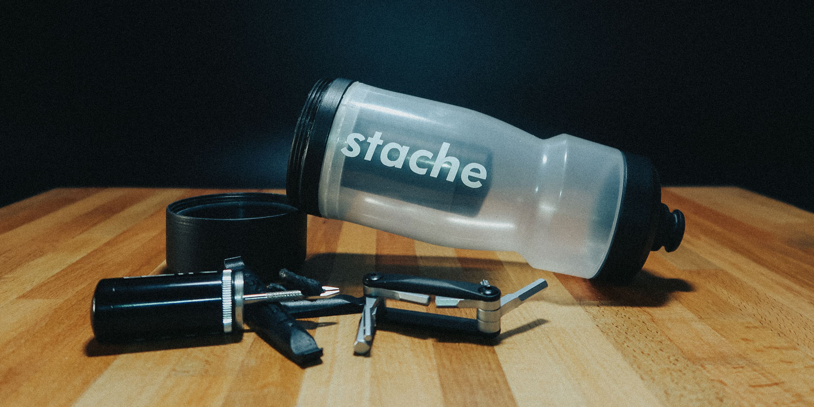 stache water bottle carries tools spares