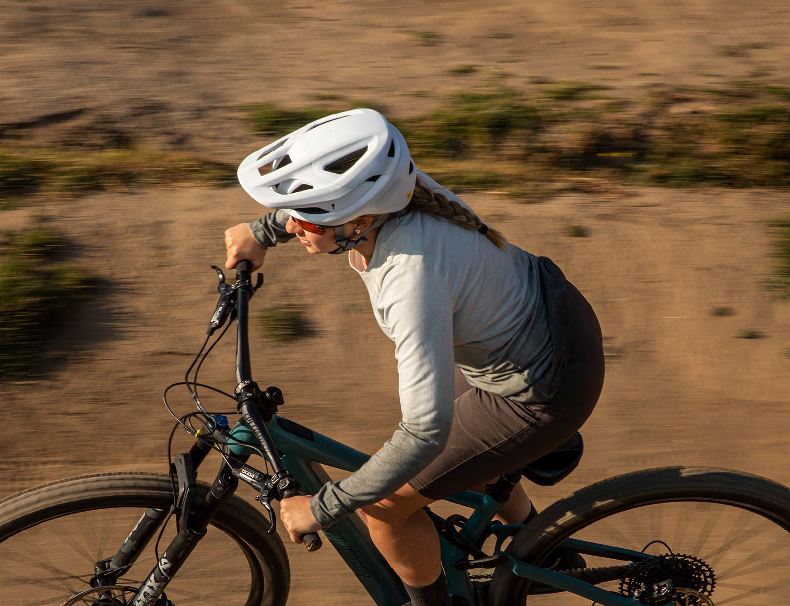 new specialized camber commuter mountain bike helmet shown on a rider
