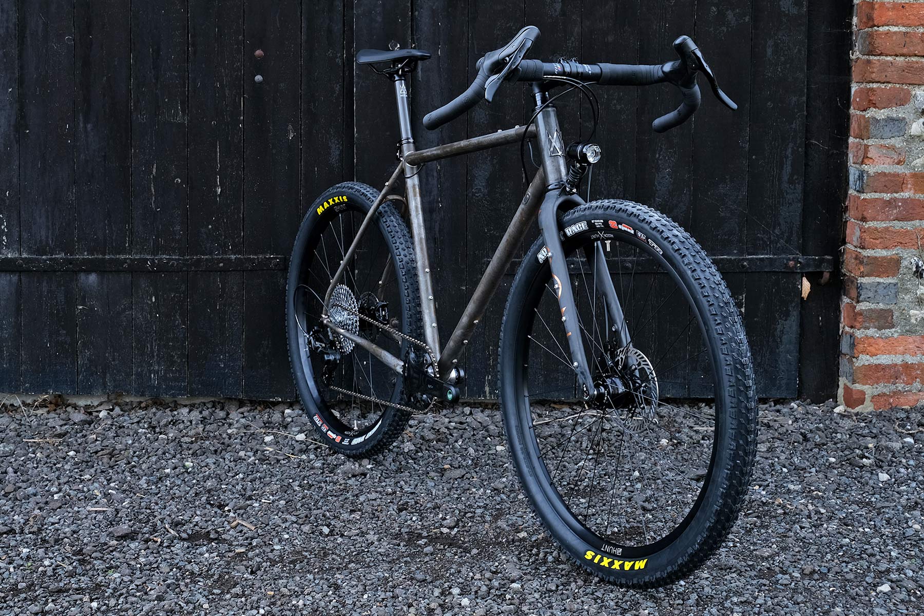 Mason Exposure steel adventure gravel bike, limited raw launch edition off-road bikepacking, anngled