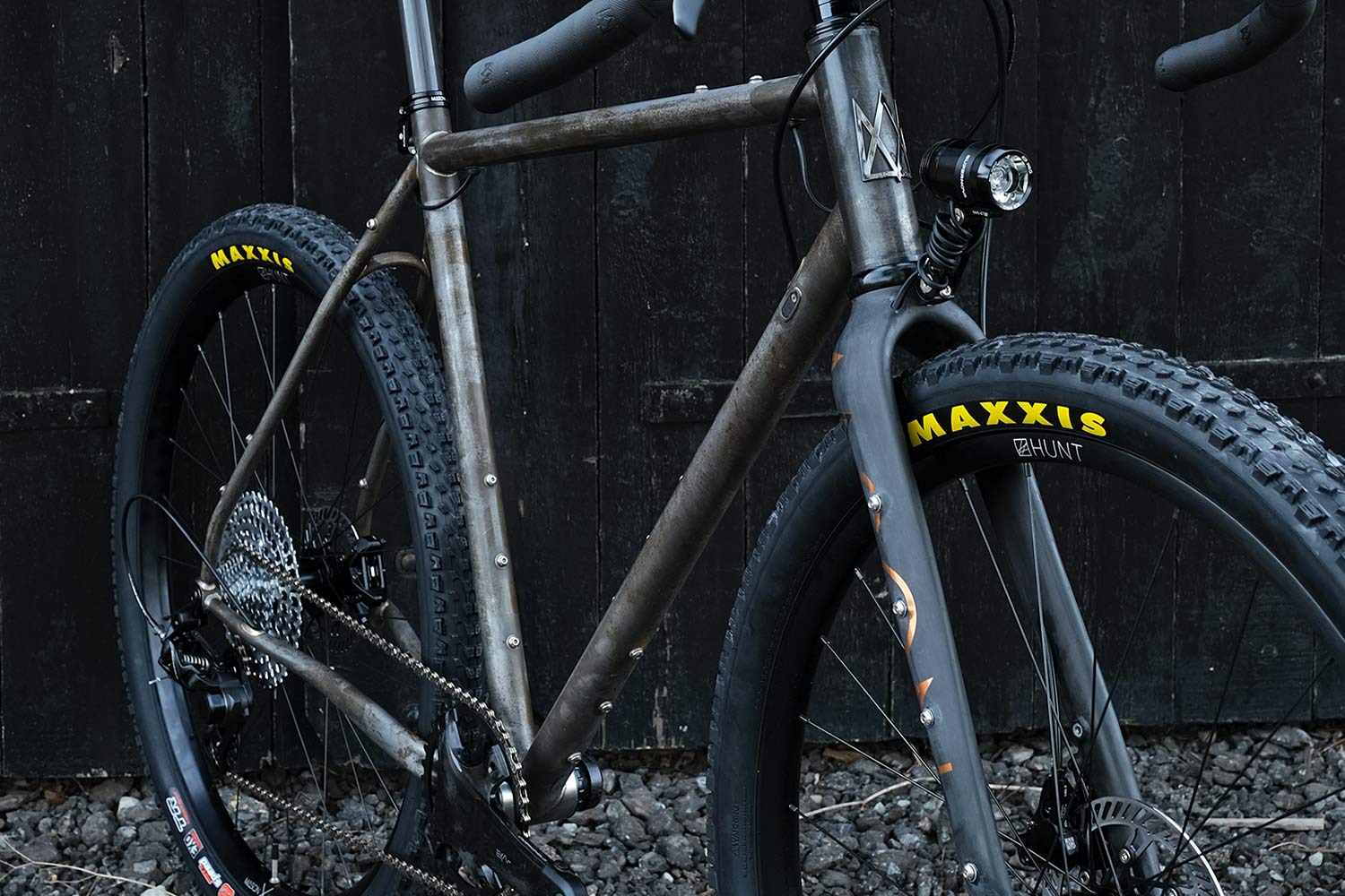 Mason Exposure steel adventure gravel bike, limited raw launch edition off-road bikepacking, frame detail