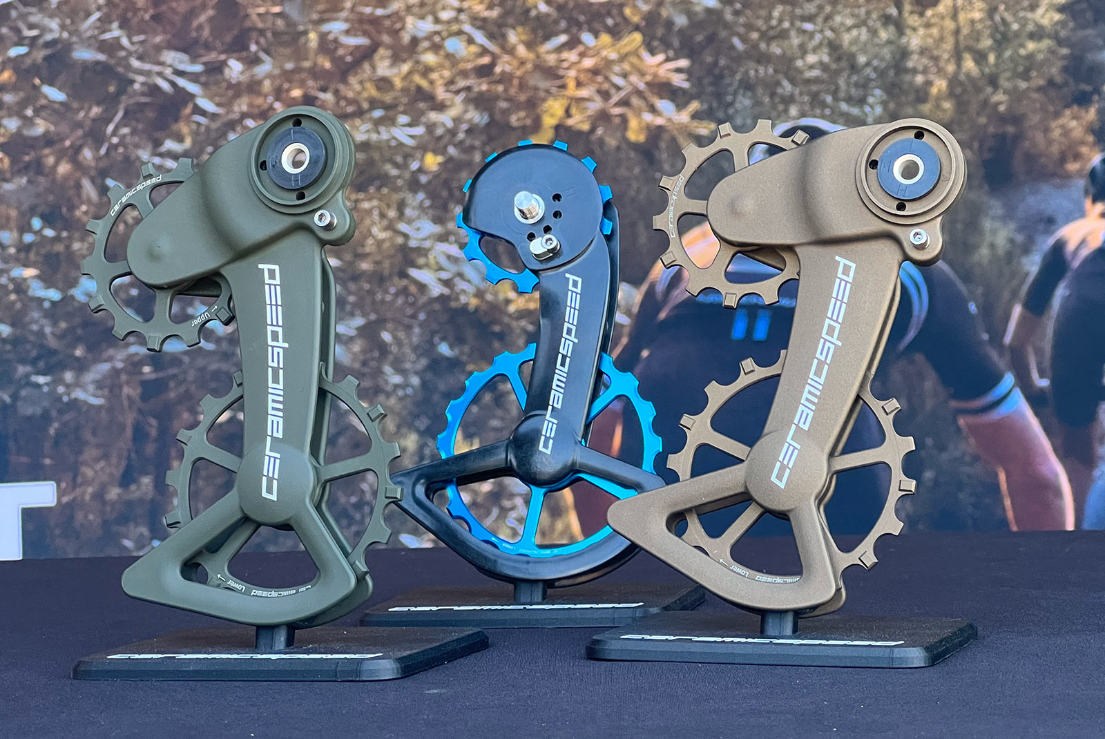 ceramicspeed cerakote oversize derailleur pulleys with new blue anodized derailleur pulley wheels
