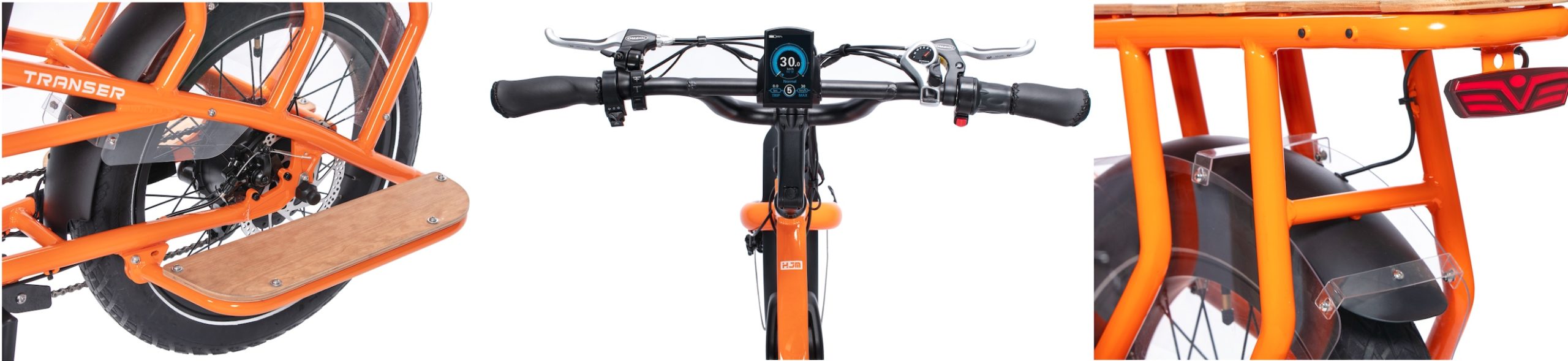 HJM's Transer Cargo E-Bike Electric Cargo Bike features detail shot.