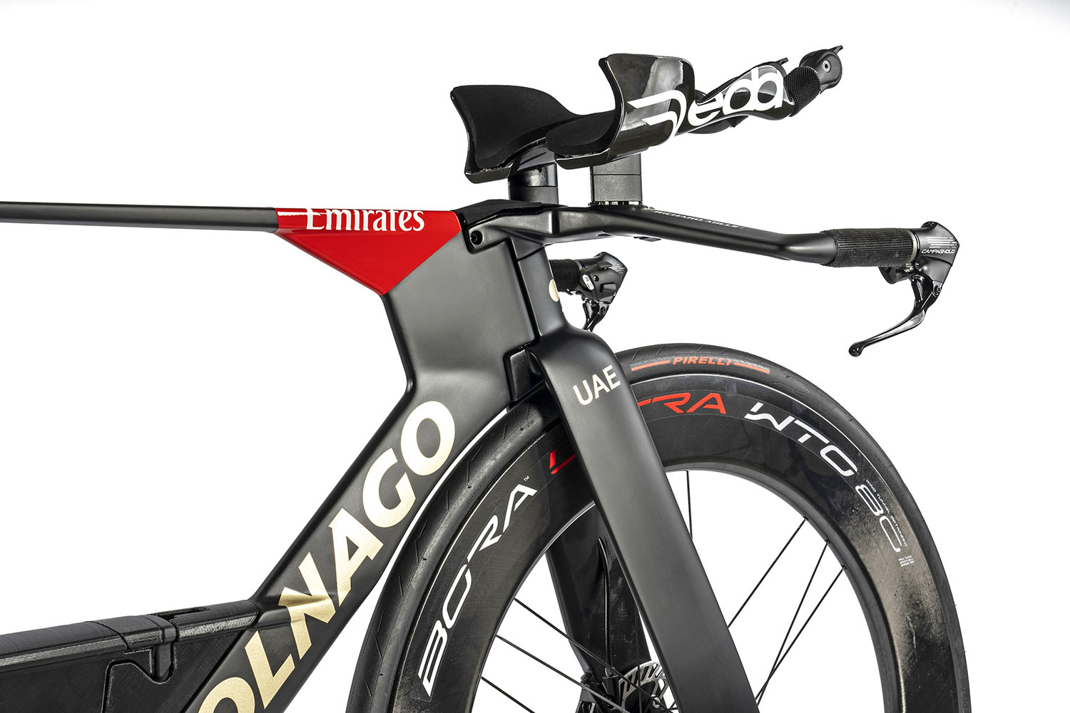 Colnago TT1 carbon disc brake time trial bike, UAE team TT bike, low stack height, short headtube
