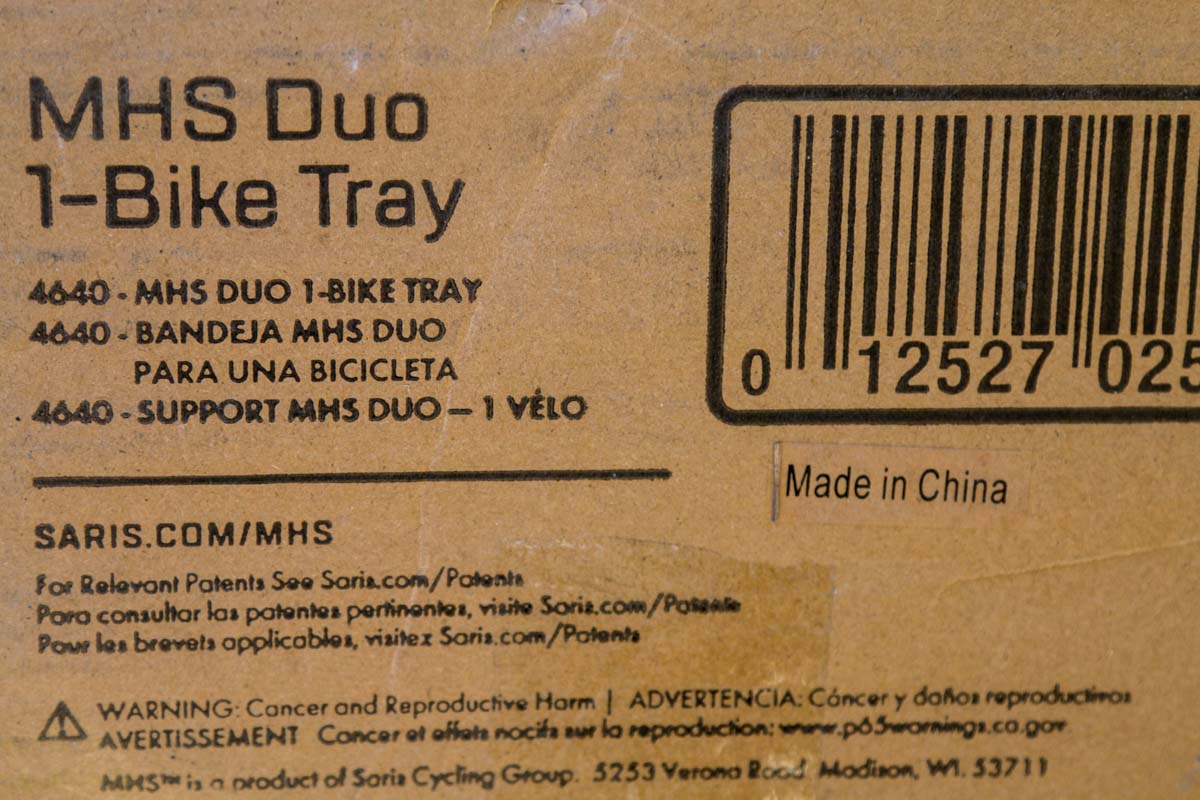 Saris MHS bike rack is made in China