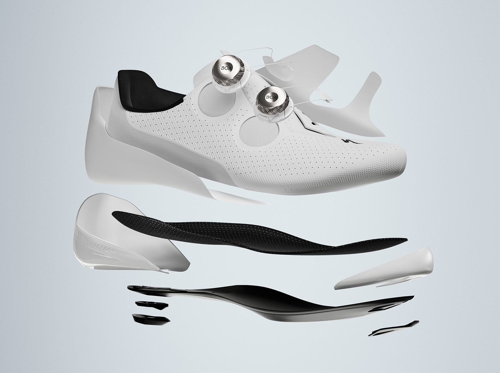 specialized s-works torch road bike shoe exploded view