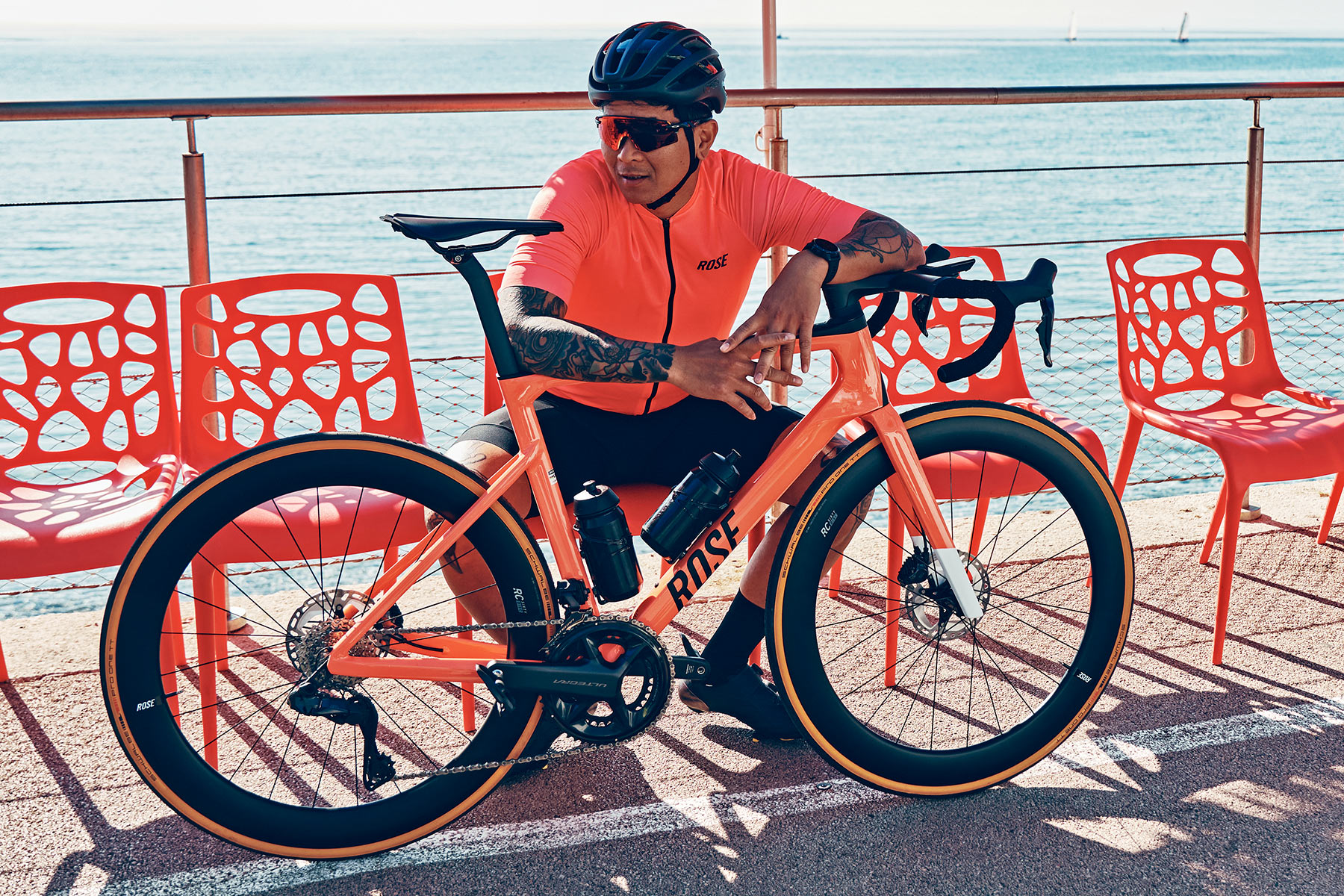 Rose Xlite affordable lightweight aero road bike, seaside