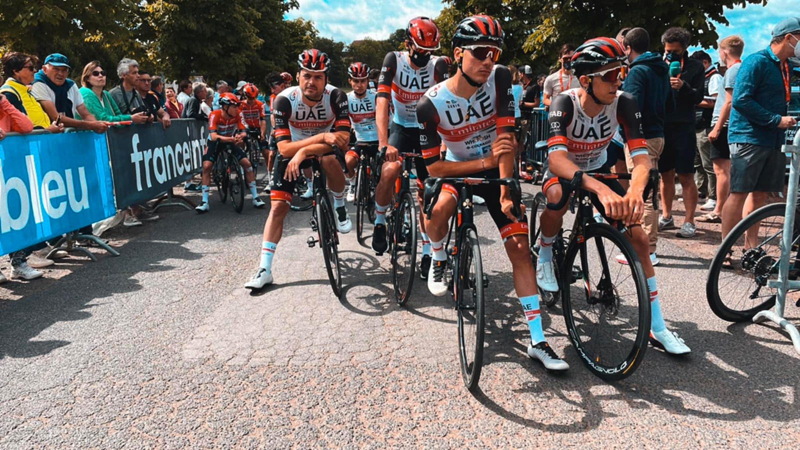 UAE Team Emirates pros pre-race on Colnago V3Rs
