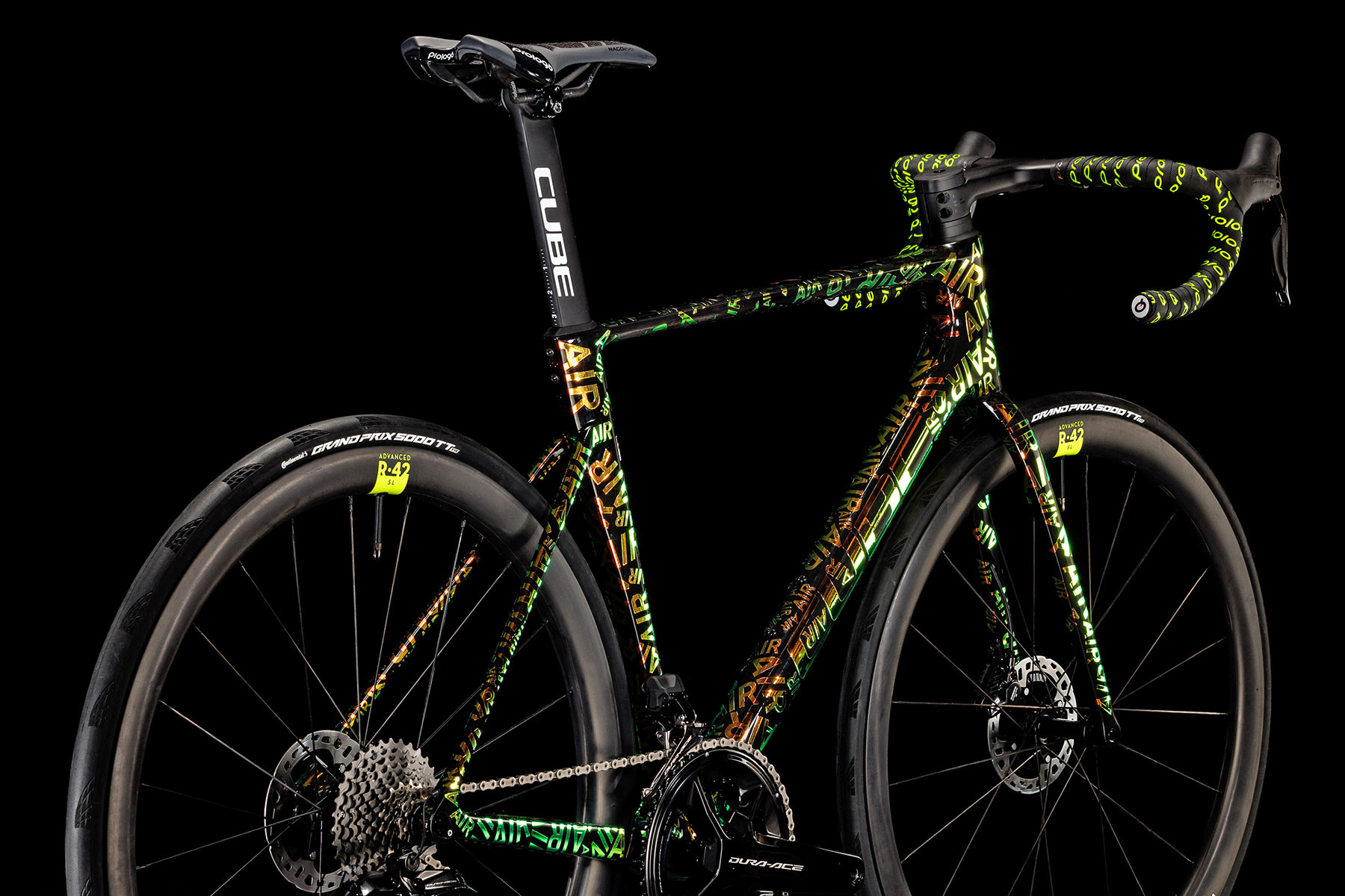 2023 CUBE Litening Air C68X lightweight aero carbon climbers road bike, Vuelta edition angled